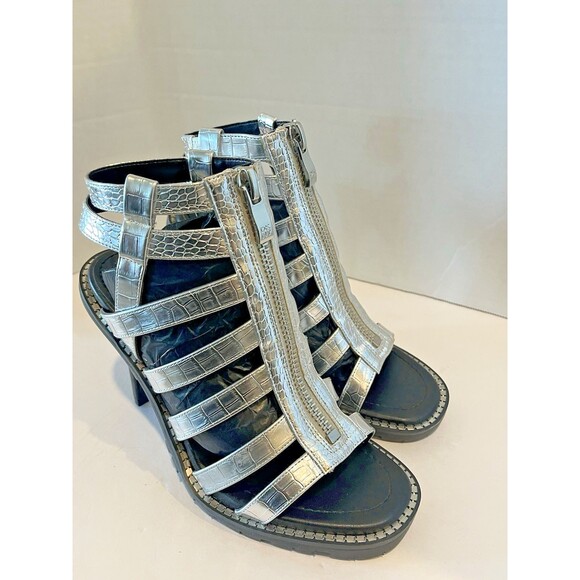 NWT  DKNY Silver Caged Rugged Platform Ralina Stiletto Women Sandals 8M - Picture 6 of 14